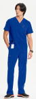 Men's V-neck Galaxy Blue Scrub Top Including Embroidered Student First Name and matching Scrub Pant